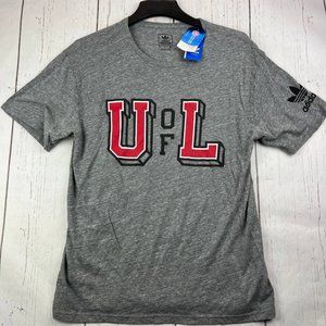 University of Louisville NCAA Large Adidas Casual T-Shirt Gray New Men‎